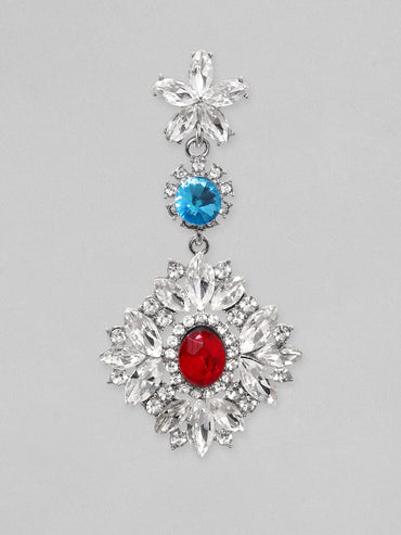 Rubans Voguish Rhodium Plated Crystal Studded Chandelier Earrings Earrings