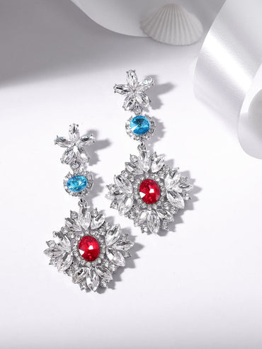 Rubans Voguish Rhodium Plated Crystal Studded Drop Earrings Earrings