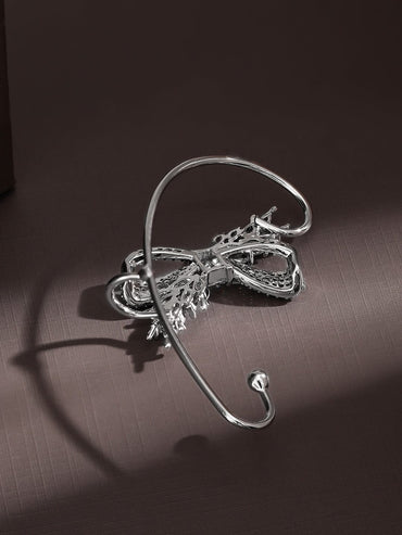 Rubans Voguish Rhodium-Plated Cubic Zirconia Studded Bow Design Statement Ear Cuffâ€“ 1 Piece Pack Earrings