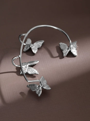 Rubans Voguish Rhodium-Plated Cubic Zirconia Studded Butterfly Design Statement Ear Cuffâ€“ 1 Piece Pack Earrings