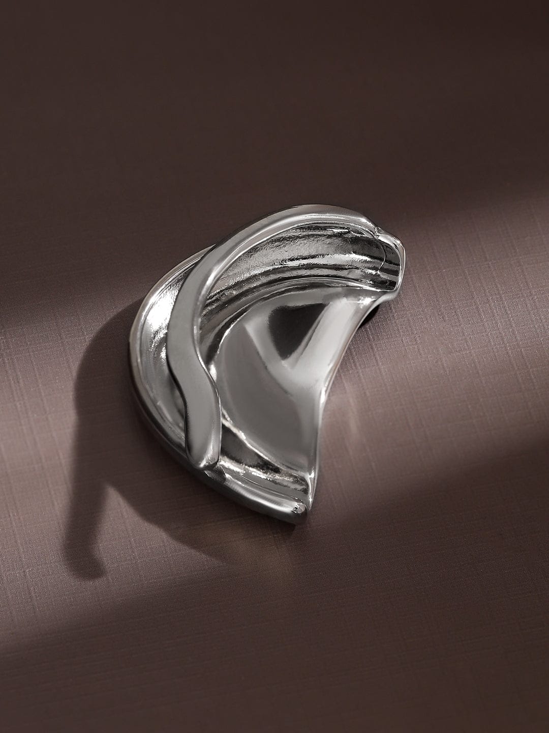 Rubans Voguish Rhodium-Plated Minimalist Sleek Bold Statement Ear Cuff â€“ 1 Piece Pack Earrings