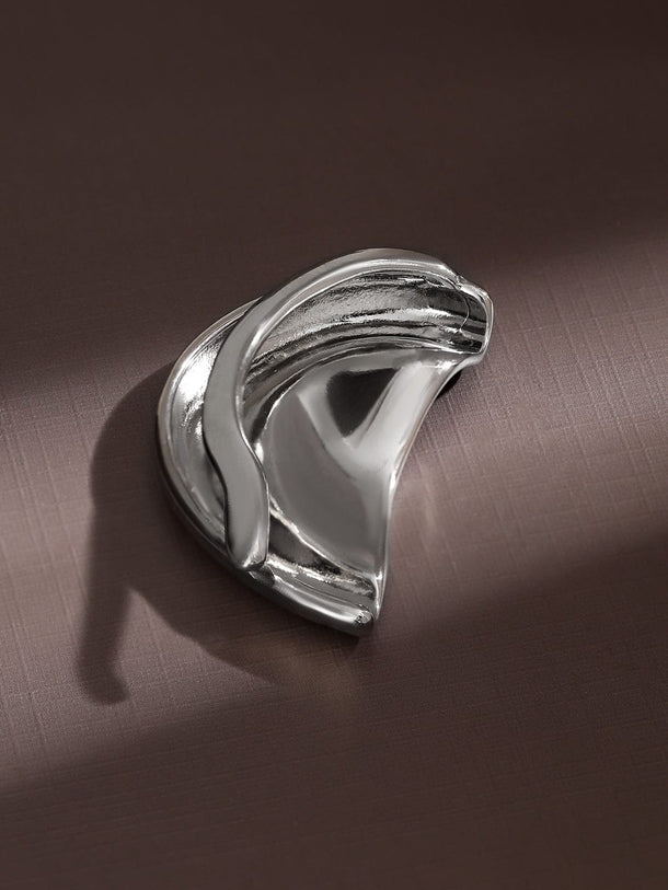 Rubans Voguish Rhodium-Plated Minimalist Sleek Bold Statement Ear Cuff â€“ 1 Piece Pack Earrings