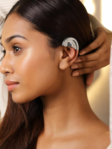 Rubans Voguish Rhodium-Plated Minimalist Sleek Statement Ear Cuff for Contemporary Elegance Earrings