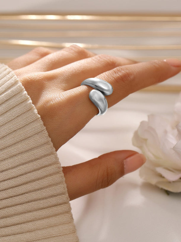 Rubans Voguish Rhodium-Plated Stainless Steel Tarnish-Free Waterproof Adjustable Ring Finger Rings