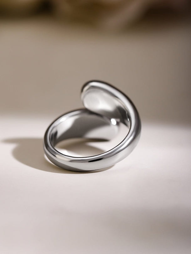 Rubans Voguish Rhodium-Plated Stainless Steel Tarnish-Free Waterproof Adjustable Ring Rings