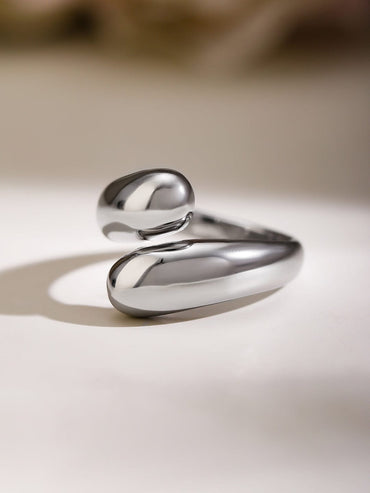 Rubans Voguish Rhodium-Plated Stainless Steel Tarnish-Free Waterproof Adjustable Ring Rings