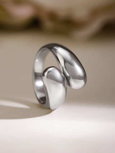 Rubans Voguish Rhodium-Plated Stainless Steel Tarnish-Free Waterproof Adjustable Ring Rings