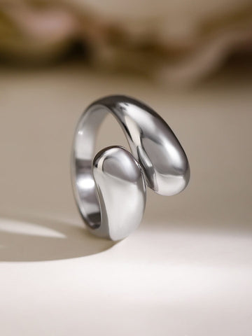 Rubans Voguish Rhodium-Plated Stainless Steel Tarnish-Free Waterproof Adjustable Ring Rings