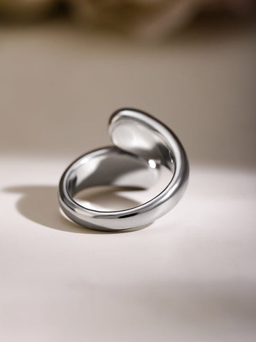 Rubans Voguish Rhodium-Plated Stainless Steel Tarnish-Free Waterproof Adjustable Ring Rings