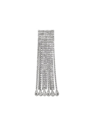 Rubans Voguish Rhodium plated Zirconia Statement Shoulder Duster Earrings Earrings
