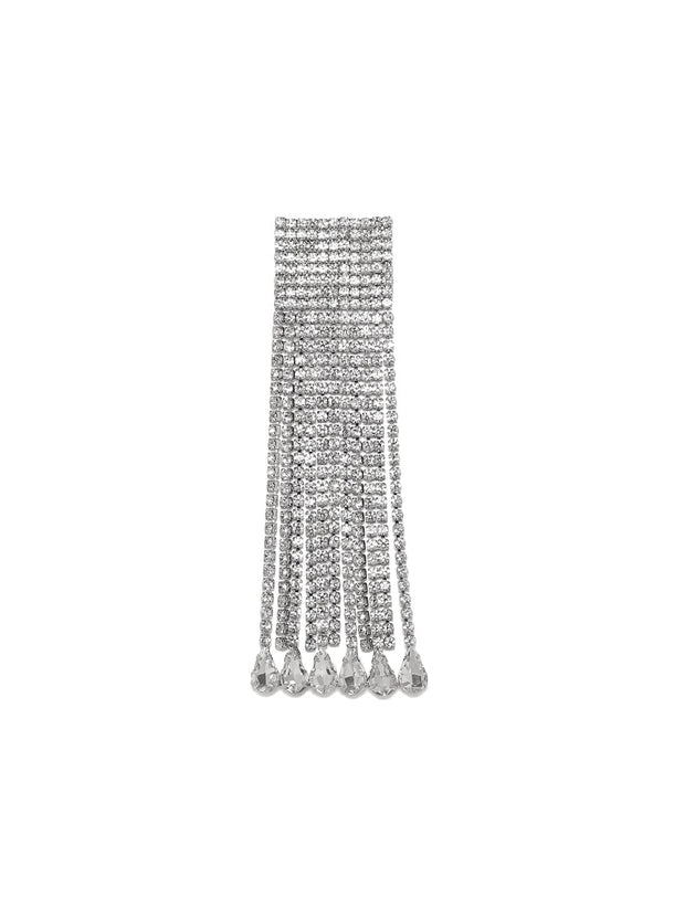 Rubans Voguish Rhodium plated Zirconia Statement Shoulder Duster Earrings Earrings
