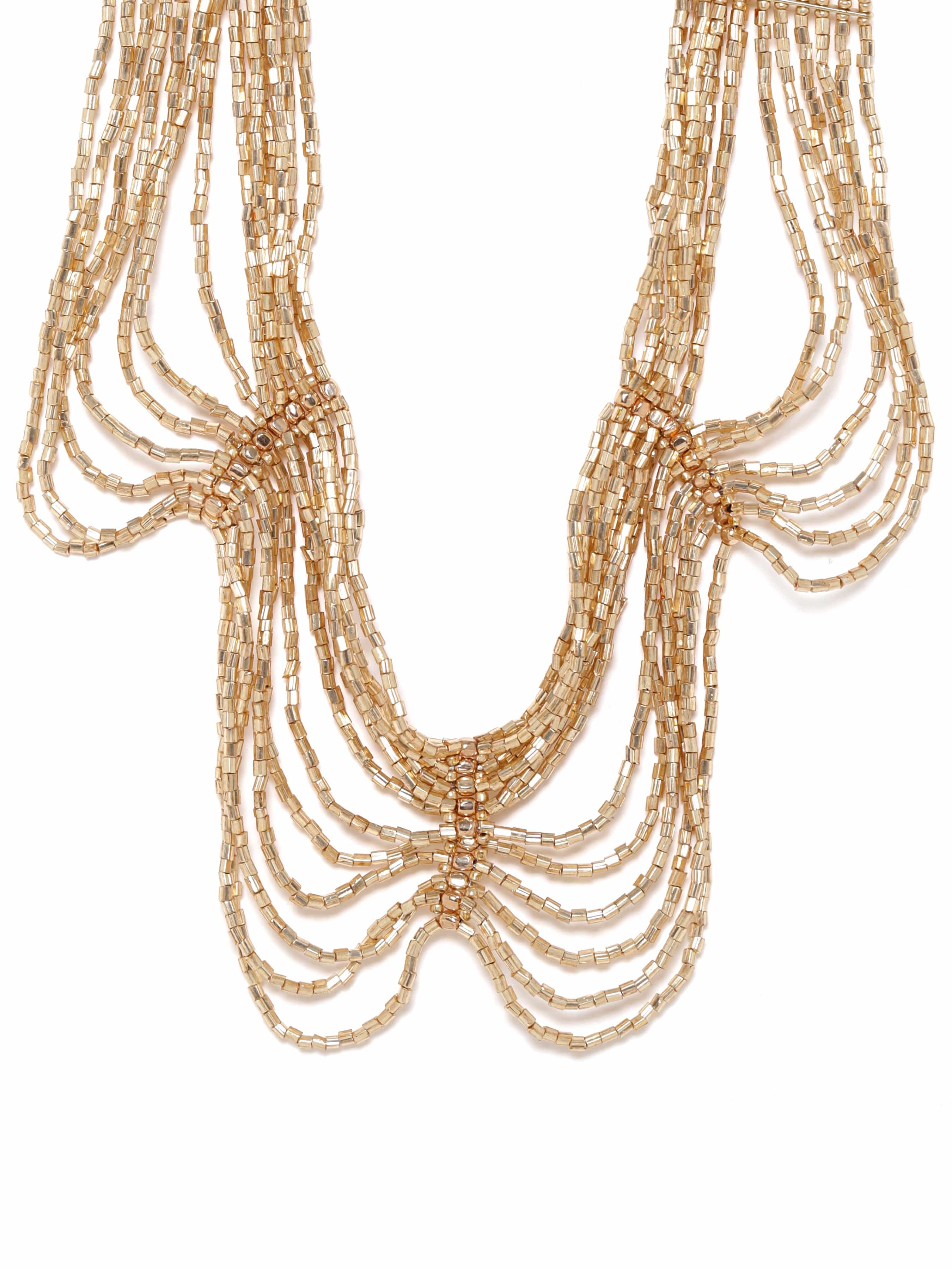 Buy PRITA Multilayer Beaded Silver and Gold Threaded Necklace at Amazon.in