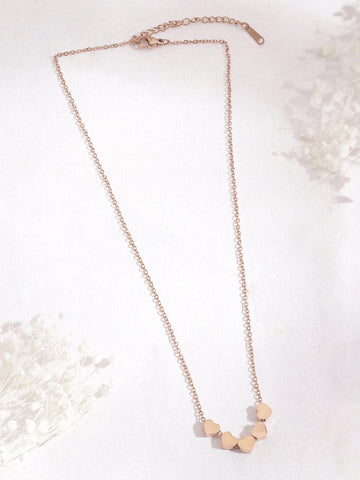Rubans Voguish Rose Gold Plated Heart Shaped Charm Necklace Necklace and Chains
