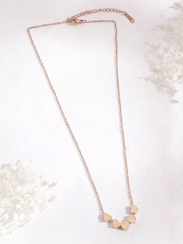 Rubans Voguish Rose Gold Plated Heart Shaped Charm Necklace Necklace and Chains