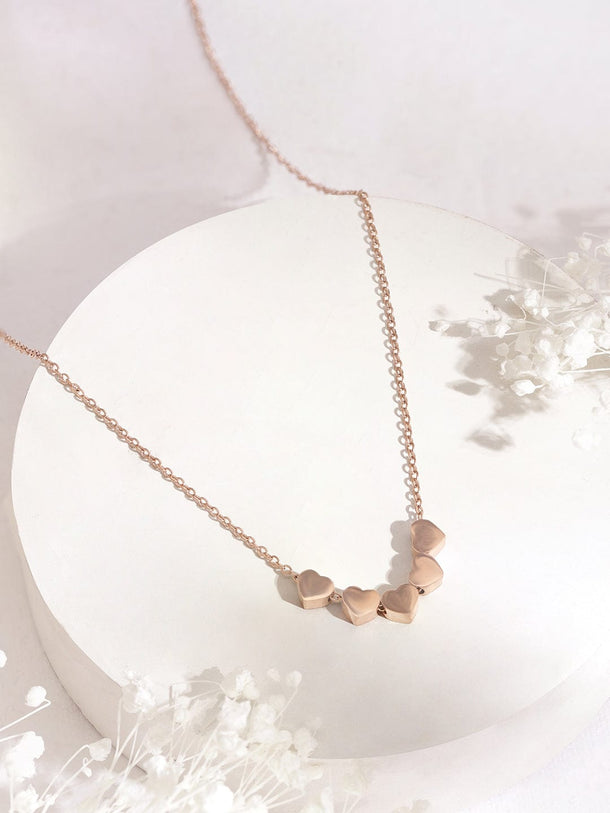 Rubans Voguish Rose Gold Plated Heart Shaped Charm Necklace Necklace and Chains
