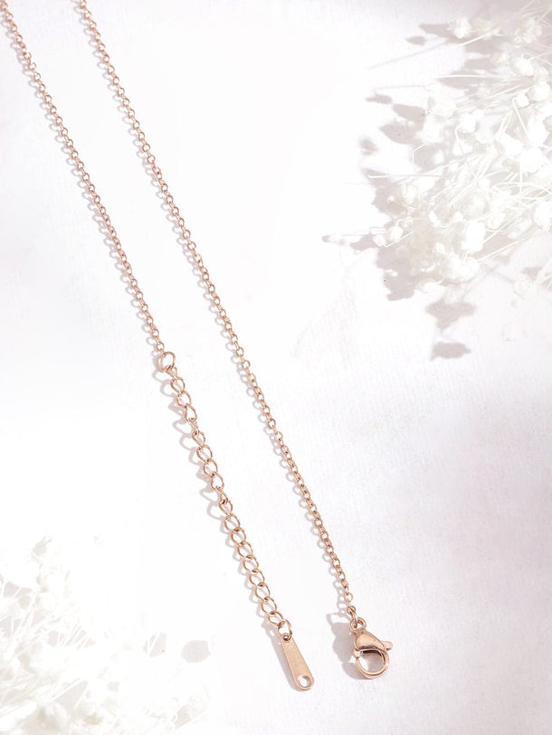 Rubans Voguish Rose Gold Plated Heart Shaped Charm Necklace Necklace and Chains