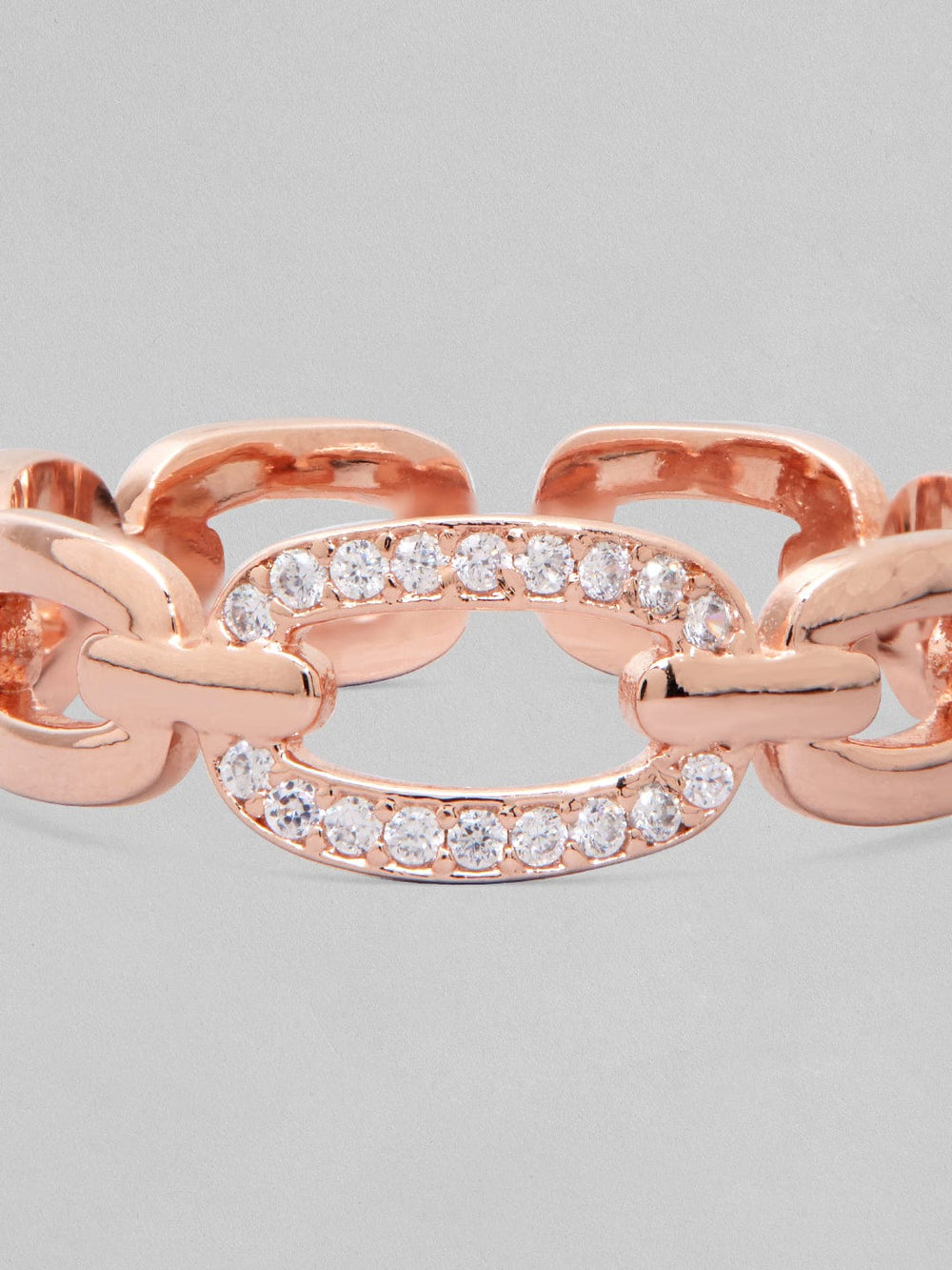 Rubans Voguish Rose Gold Plated High Polish Ring With Studded Ad. Rings