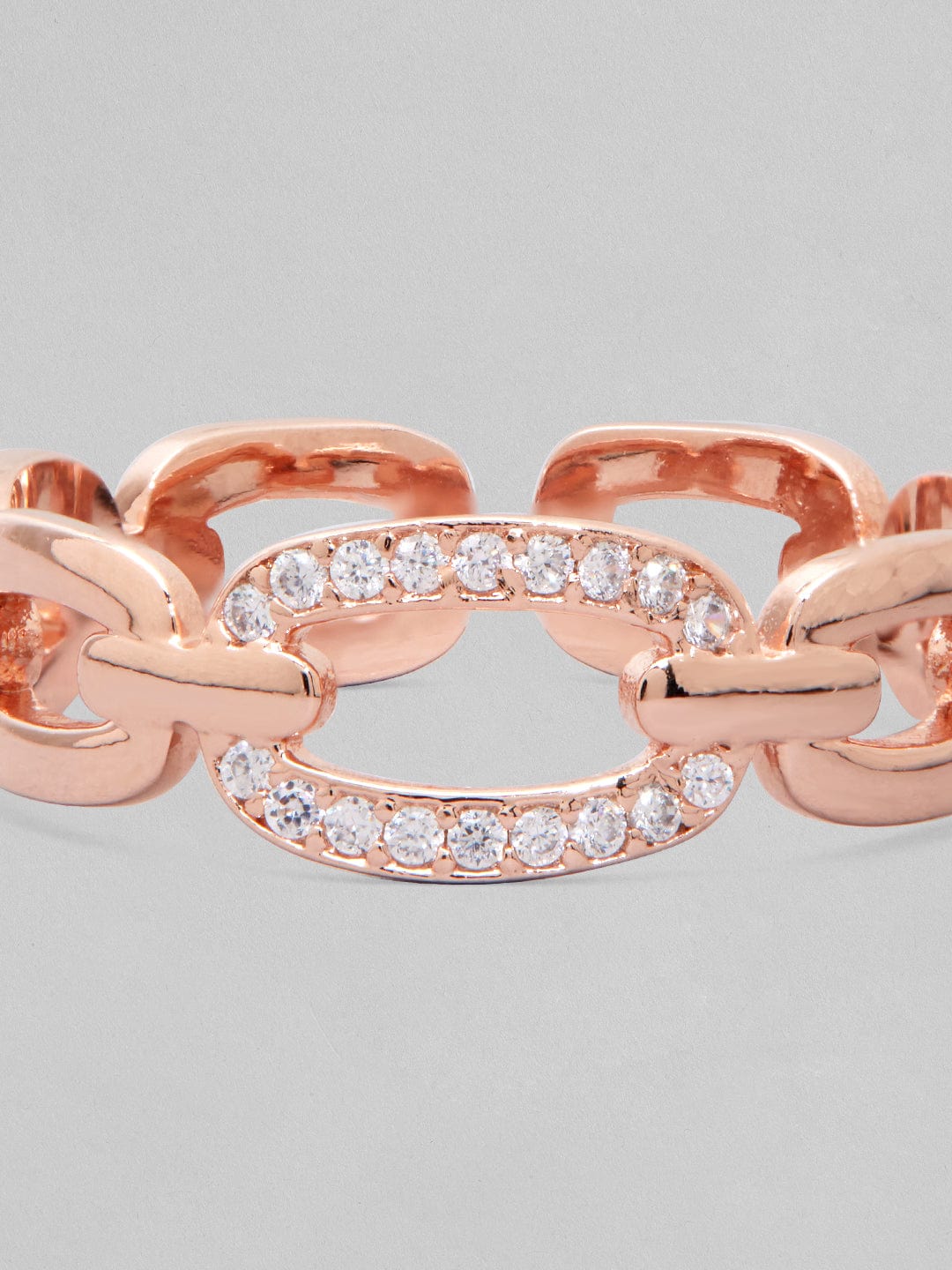 Rubans Voguish Rose Gold Plated High Polish Ring With Studded Ad. Rings