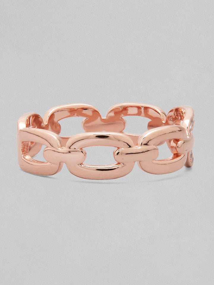 Rubans Voguish Rose Gold Plated High Polish Ring With Studded Ad. Rings