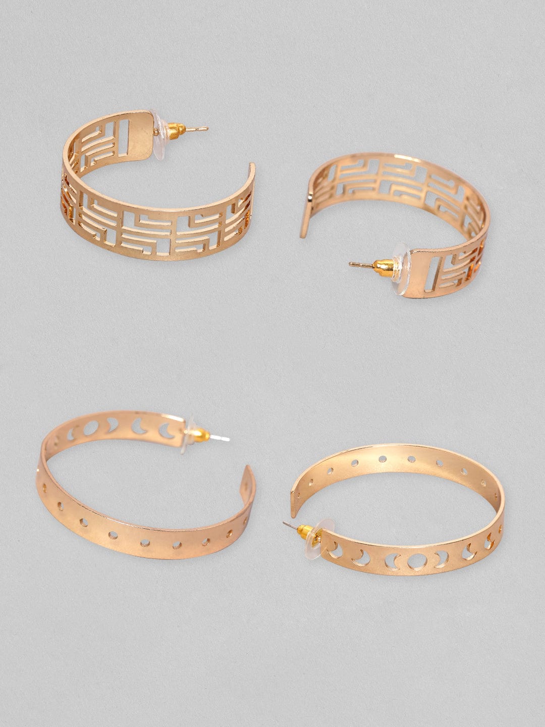 Rubans Voguish Set Of 2 Gold-Plated Circular Half-Hoop Earrings Earrings