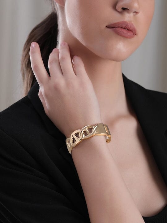 Rubans Voguish Set Of 2 Gold-Toned & Gunmetal-Toned Bangle-Style Bracelet Bangles & Bracelets