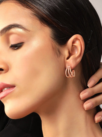 Rubans Voguish Set Of 9 Gold-Plated Classic Studs Earrings Earrings