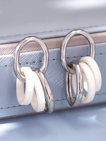 Rubans Voguish Silver-Plated Circular Drop Earrings Drop Earrings