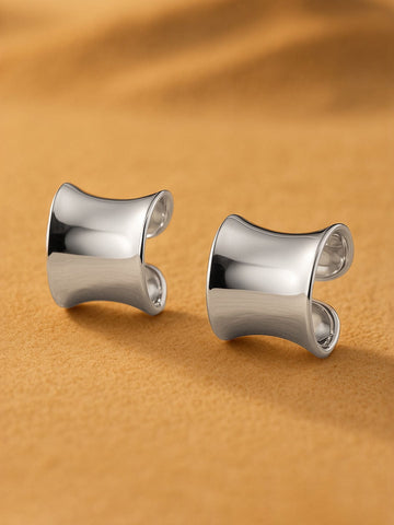 Rubans Voguish Silver Plated Classic Half Hoop Earrings Studs