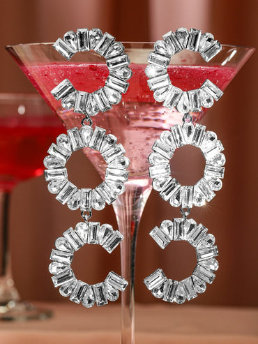 Rubans Voguish Silver Plated Long Shoulder Duster Dazzling Earrings with Crystal Zirconia Stone Detailing Earrings