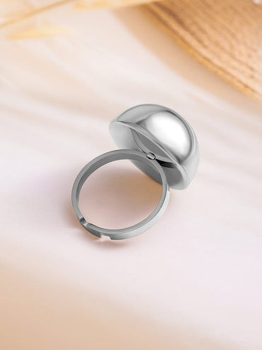 Rubans Voguish Silver Plated Stainless Steel Tarnish-Free Waterproof Adjustable Finger Ring Rings