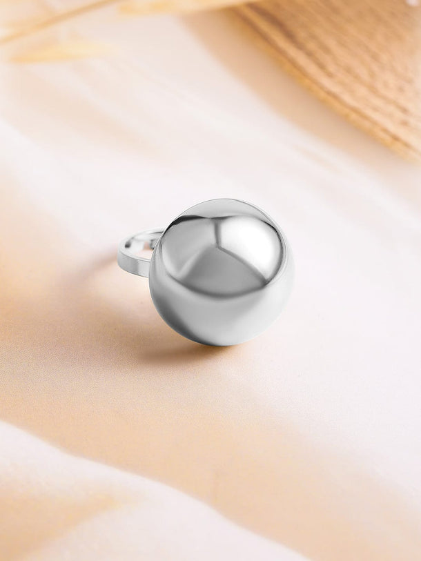 Rubans Voguish Silver Plated Stainless Steel Tarnish-Free Waterproof Adjustable Finger Ring Rings