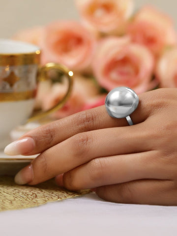 Rubans Voguish Silver Plated Stainless Steel Tarnish-Free Waterproof Adjustable Finger Ring Rings