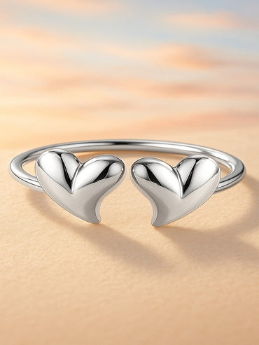 Rubans Voguish Silver Plated Stainless Steel Tarnish-Free Waterproof Heart Cuff Bracelet Bracelet