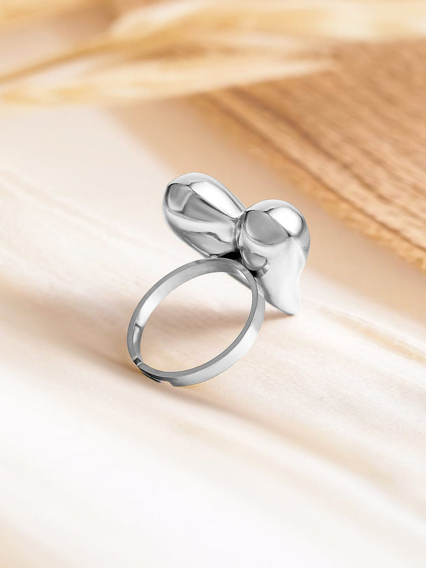 Rubans Voguish Silver Plated Stainless Steel Tarnish-Free Waterproof Heart Design Ring Rings