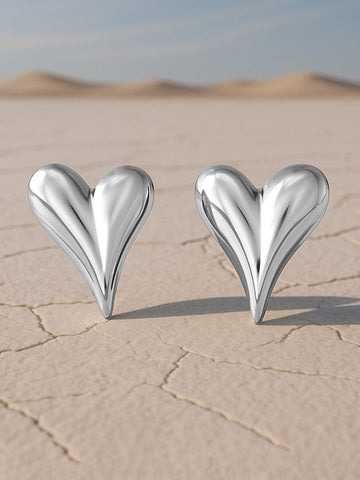 Rubans Voguish Silver-Plated Stainless-Steel Tarnish-Free Waterproof Heart Stud Earrings Earrings