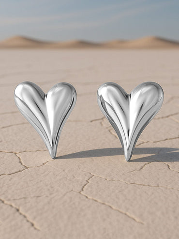 Rubans Voguish Silver-Plated Stainless-Steel Tarnish-Free Waterproof Heart Stud Earrings Earrings