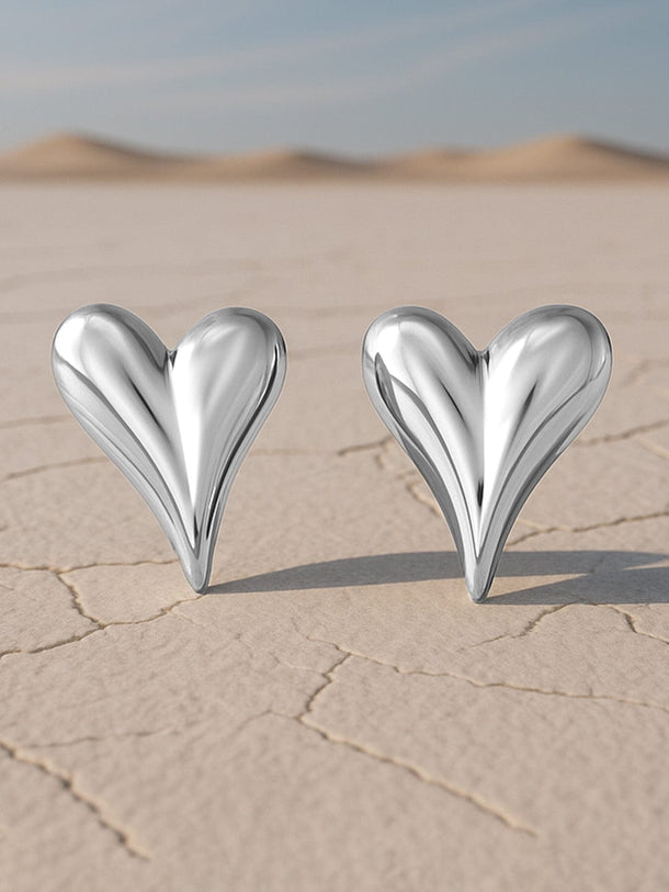 Rubans Voguish Silver-Plated Stainless-Steel Tarnish-Free Waterproof Heart Stud Earrings Earrings