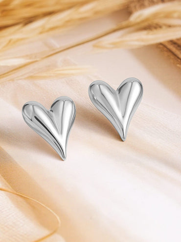 Rubans Voguish Silver-Plated Stainless-Steel Tarnish-Free Waterproof Heart Stud Earrings Earrings