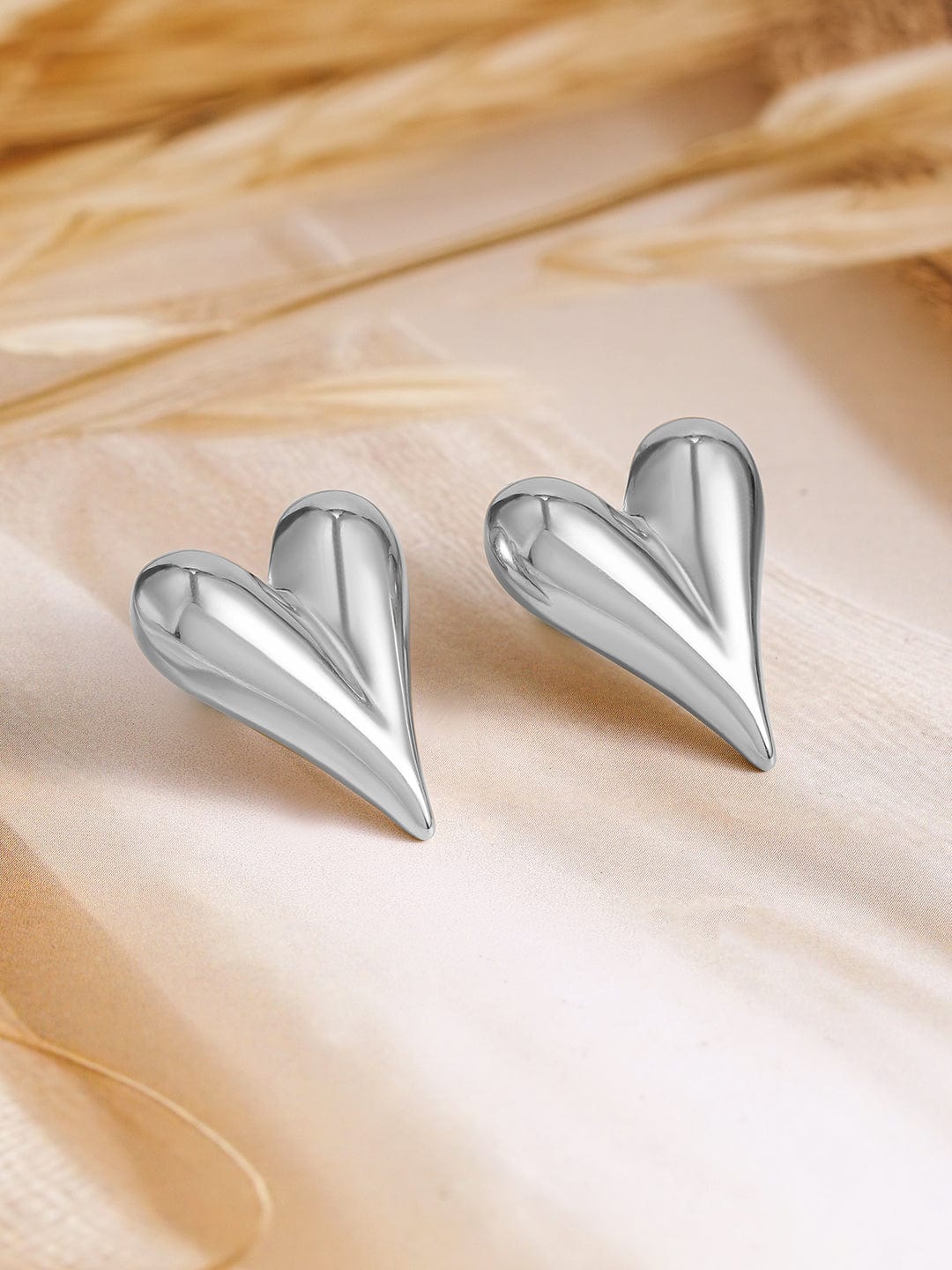 Rubans Voguish Silver-Plated Stainless-Steel Tarnish-Free Waterproof Heart Stud Earrings Earrings