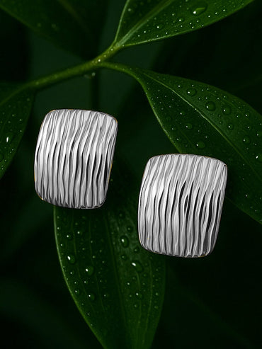 Rubans Voguish Silver Plated Stainless Steel Tarnish-Free Waterproof Oversized Stud Earrings Earrings