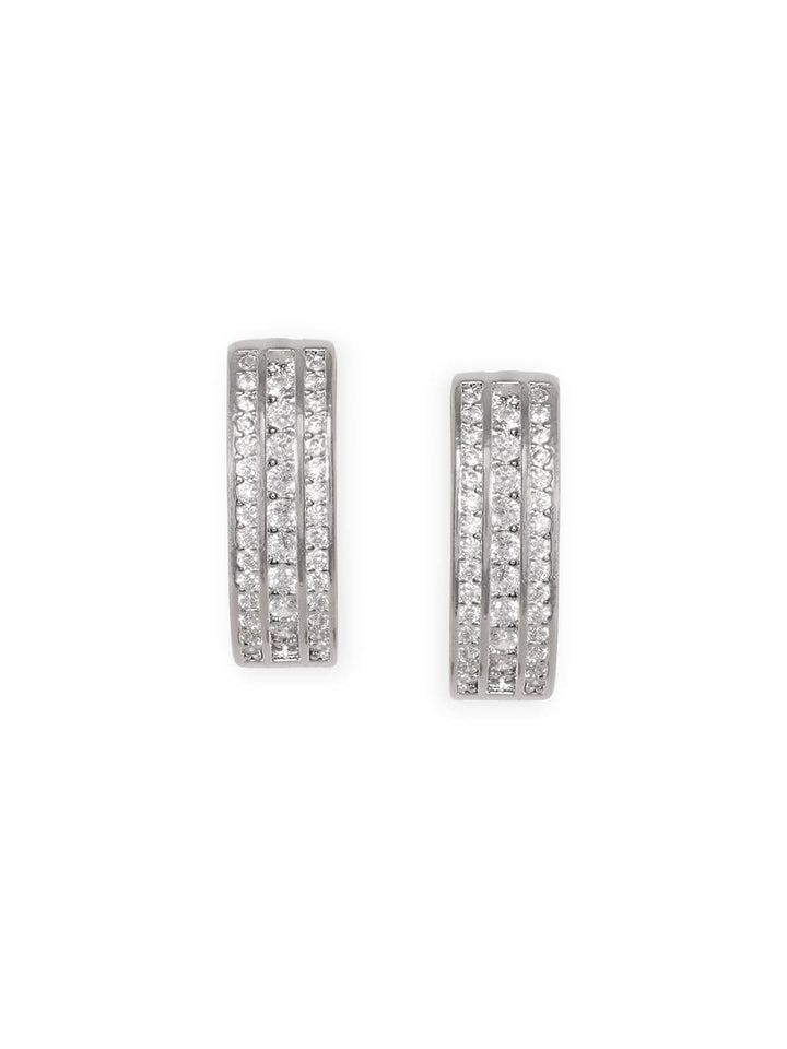 Rubans Voguish Silver Sophistication Huggie Hoop Earrings for Effortless Style Earrings
