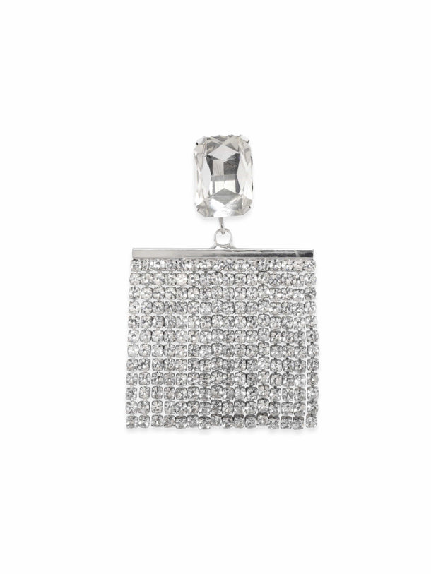 Rubans Voguish Silver Tone Zircon Drop Earrings Earrings