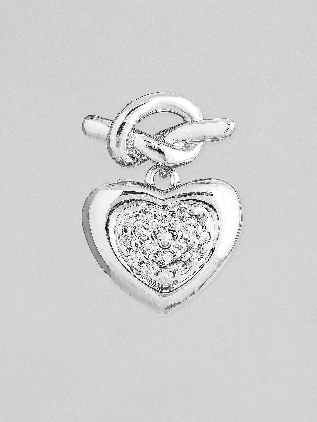 Rubans Voguish Silver-Toned Heart Shaped Studs Earrings Earrings