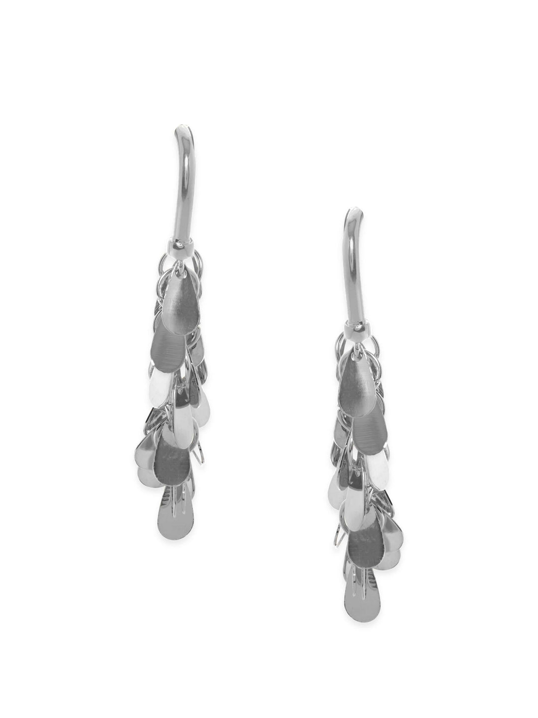 Rubans Voguish Silvery Serenade: Silver Tone Drop Stainless Steel Earrings Earrings