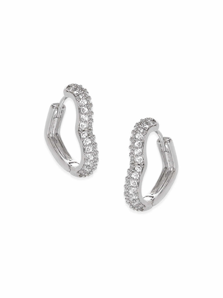 Rubans Voguish Simply Silver Sleek Huggie Hoop Earrings Earrings