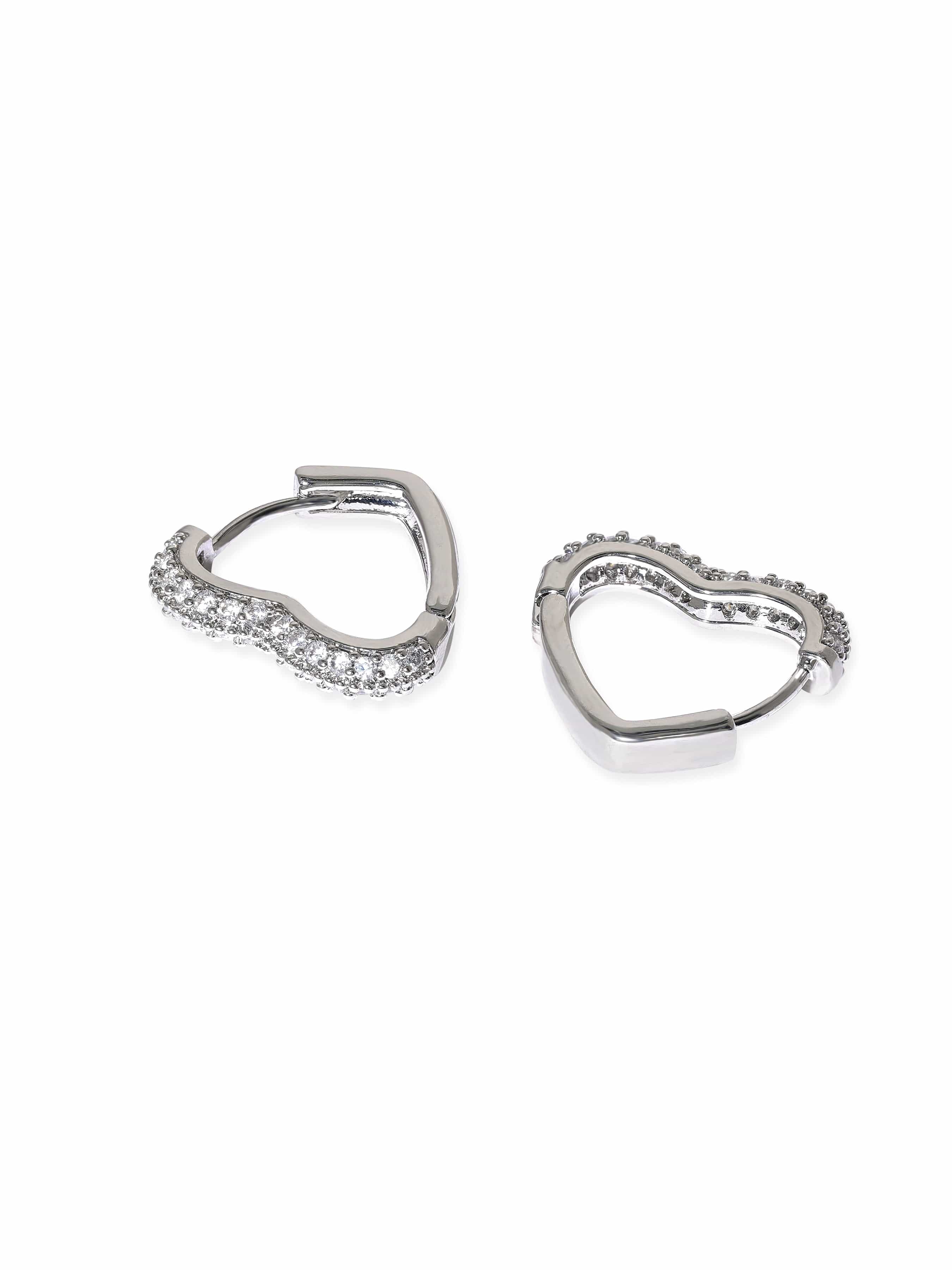 Olivia Mark – 1 pair of heart-shaped hoop earrings with rhinestones –  Olivia Mark