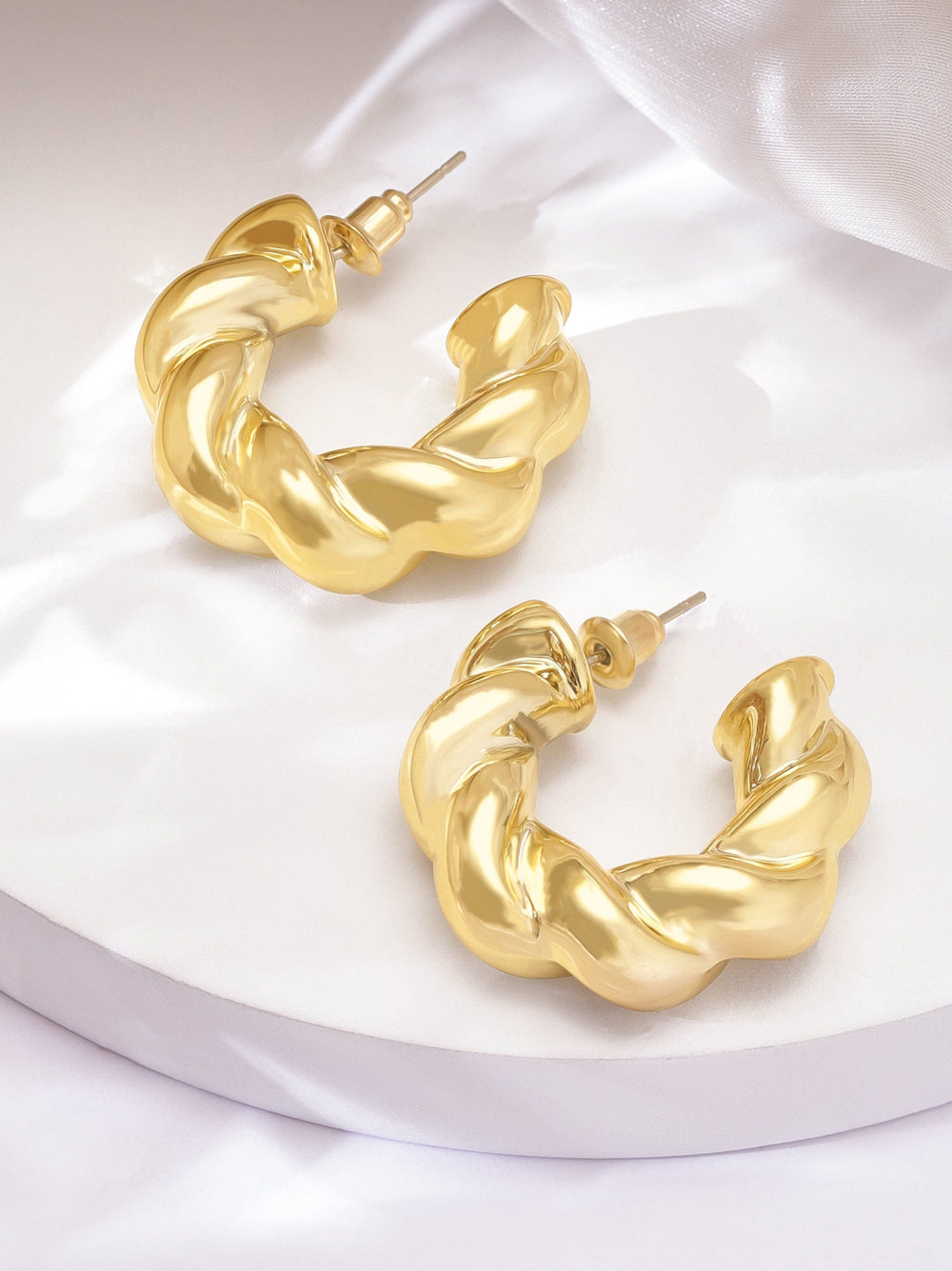 Rubans Voguish Sleek Gold-Plated Hoop Earrings Earrings