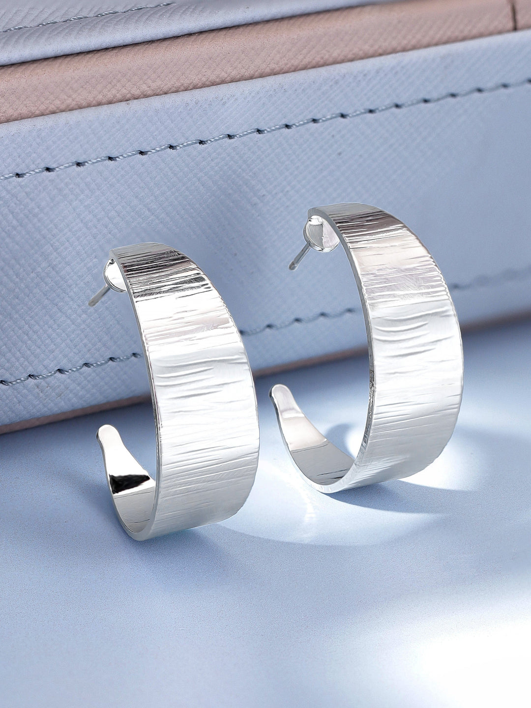 Rubans Voguish Sleek Sophistication Silver Plated Hoop Earrings Earrings