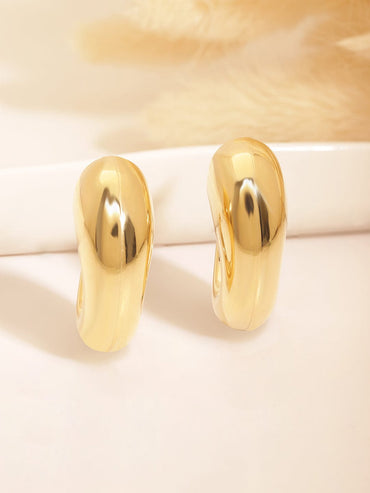 Rubans Voguish Stainless Steel 18 KT Gold Plated, Waterproof tarnish-free Semilunar Classic C Hoop Earrings Earrings