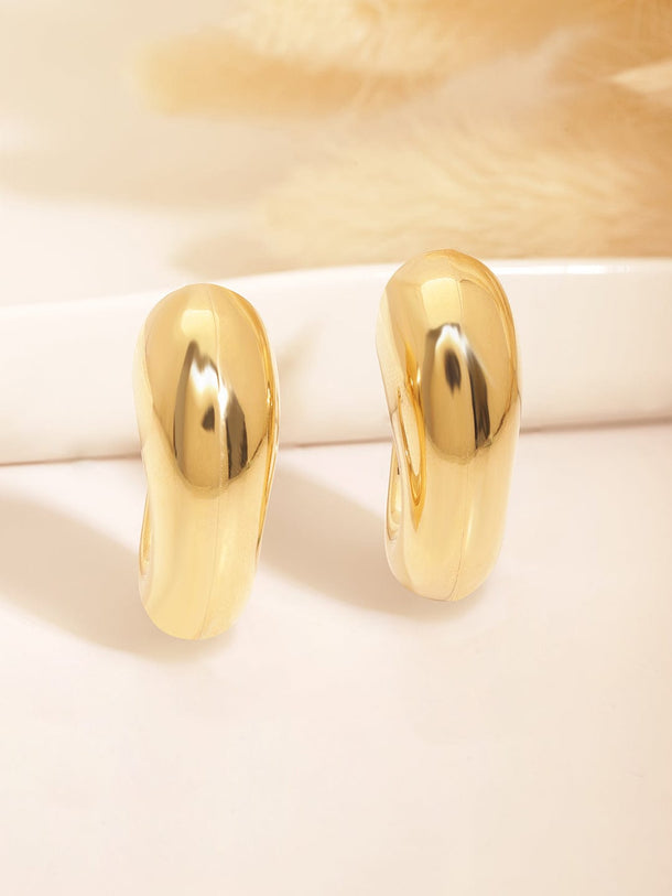 Rubans Voguish Stainless Steel 18 KT Gold Plated, Waterproof tarnish-free Semilunar Classic C Hoop Earrings Earrings